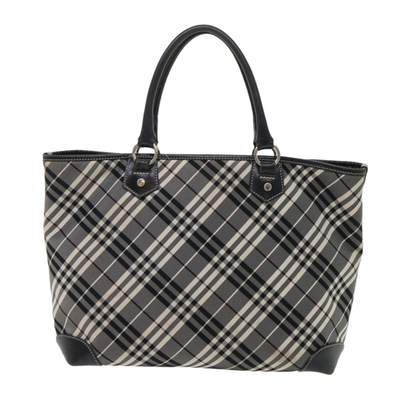 BURBERRY Nova Check Blue Label Tote Bag Nylon Black Auth ep1077 - Picture 2 of 16